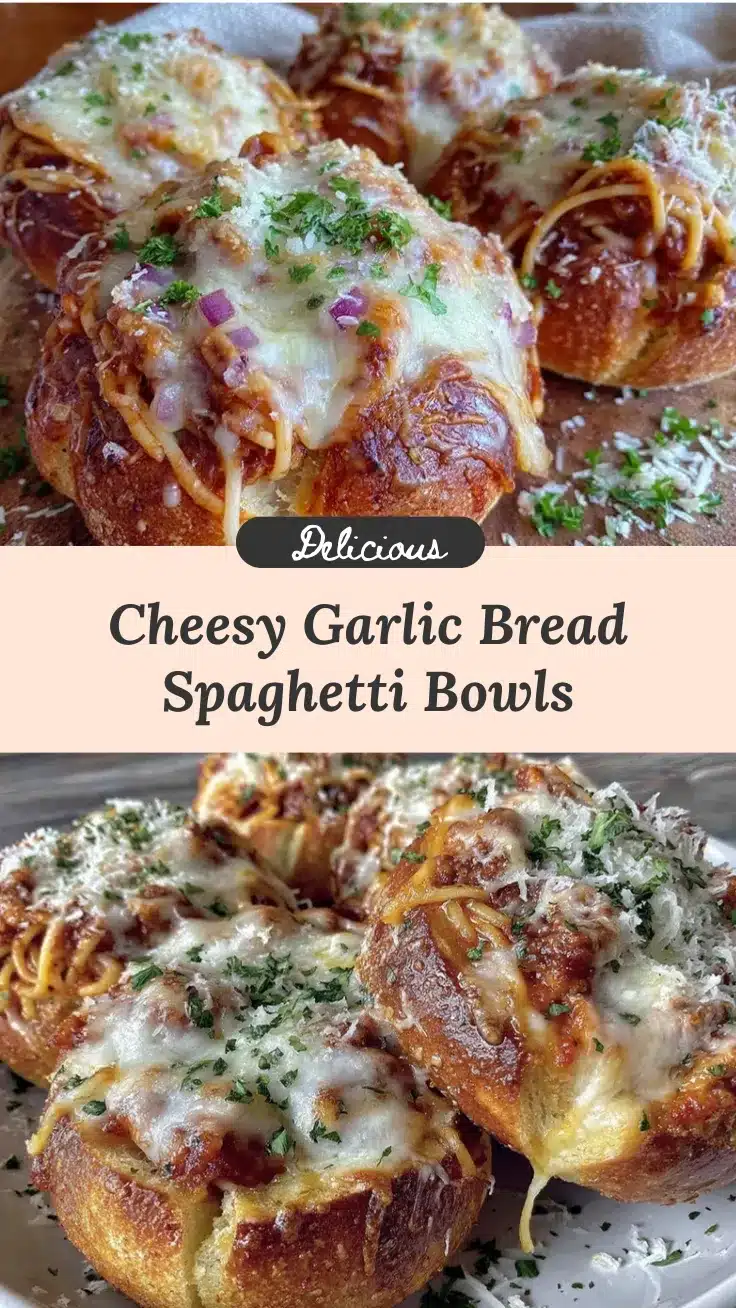 spaghetti garlic bread bowls recipe