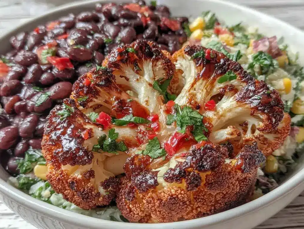 spicy roasted cauliflower bowl - featured image