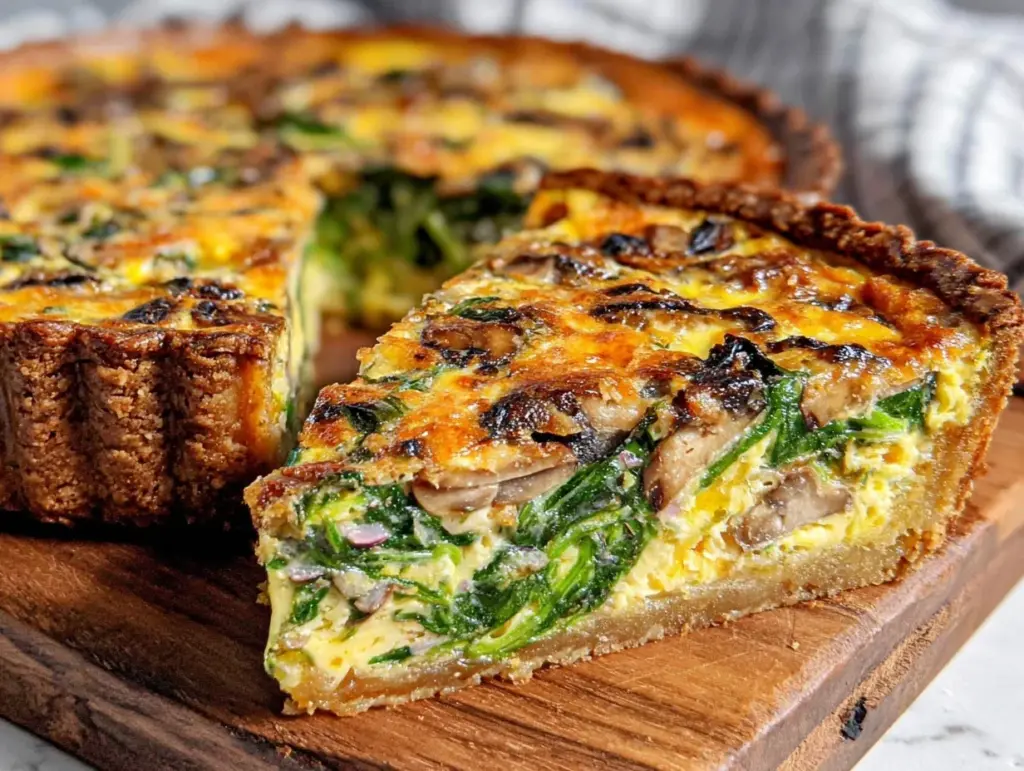 spinach and mushroom quiche recipe - featured image