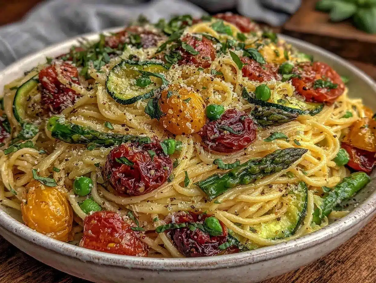 spring vegetable pasta primavera preparation steps