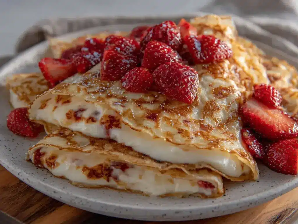 strawberry cream cheese crepes - featured image