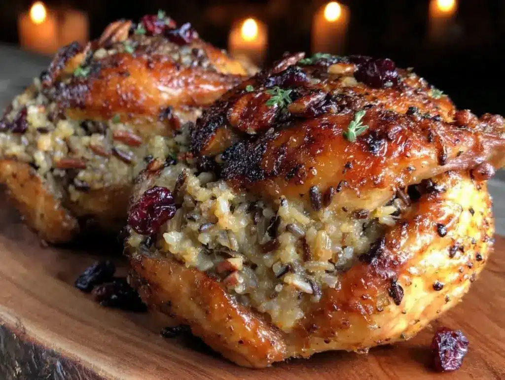 stuffed cornish hens with wild rice - featured image