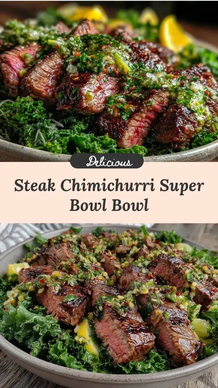 Superbowl Party Nourish Bowl with Steak Chimichurri recipe