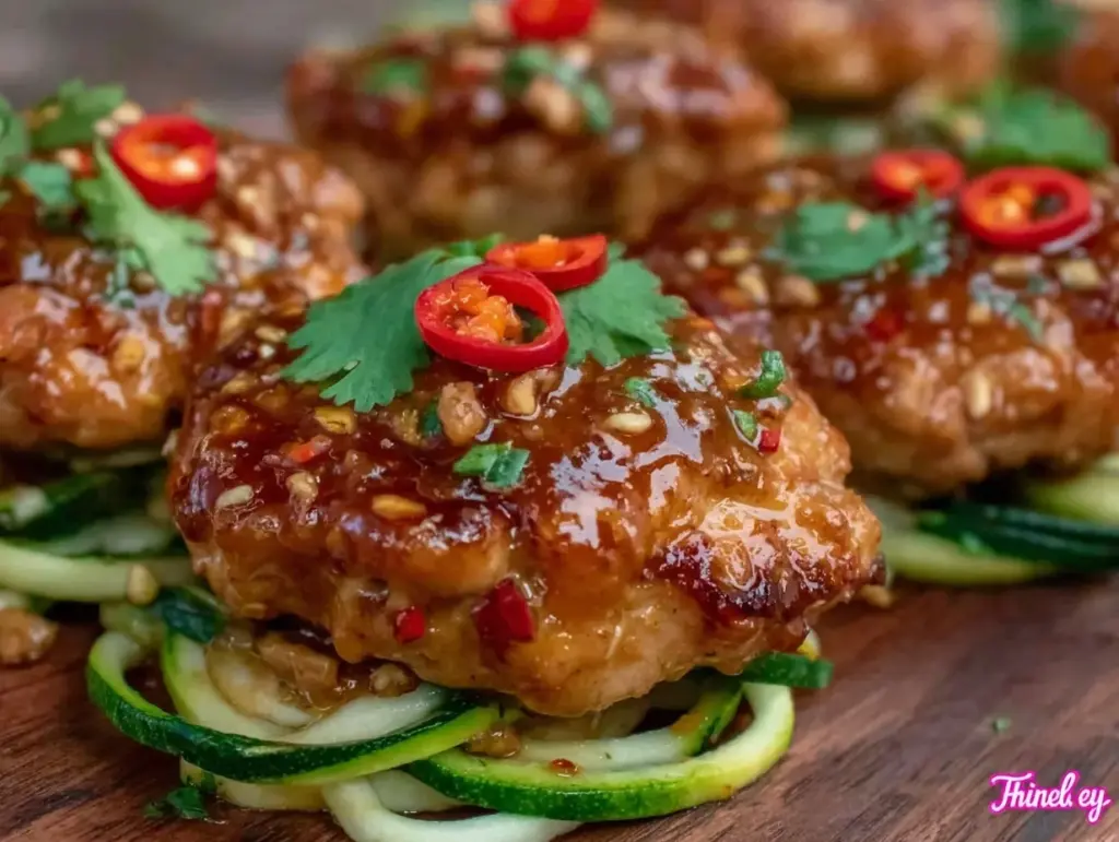 thai peanut chicken zoodles - featured image