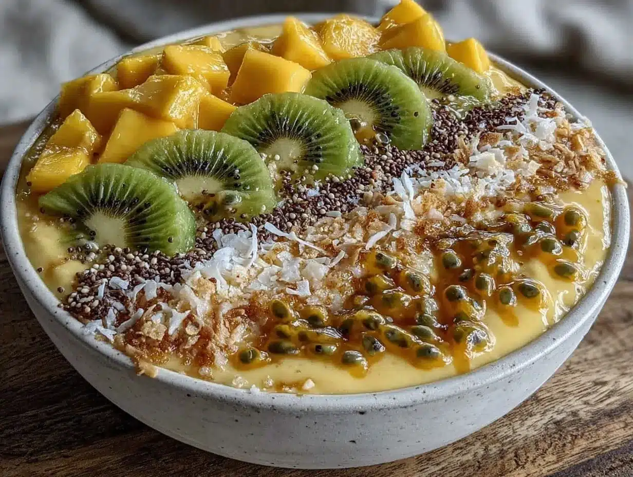 tropical mango protein smoothie bowl preparation steps