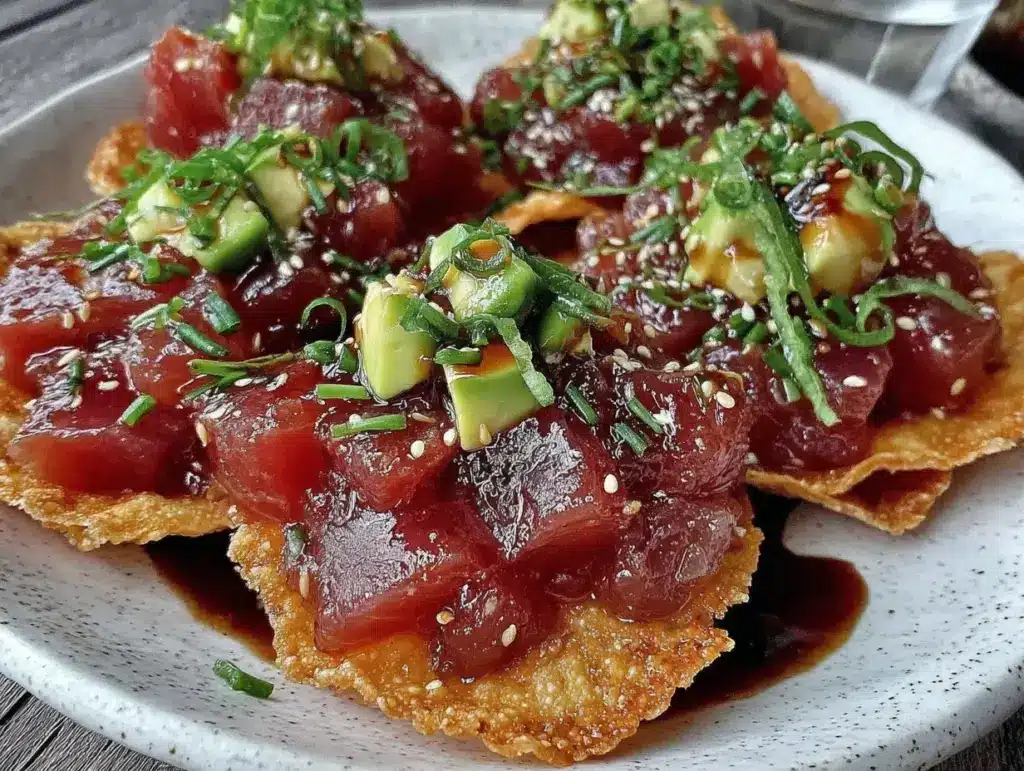 tuna tartare crispy wonton bites - featured image