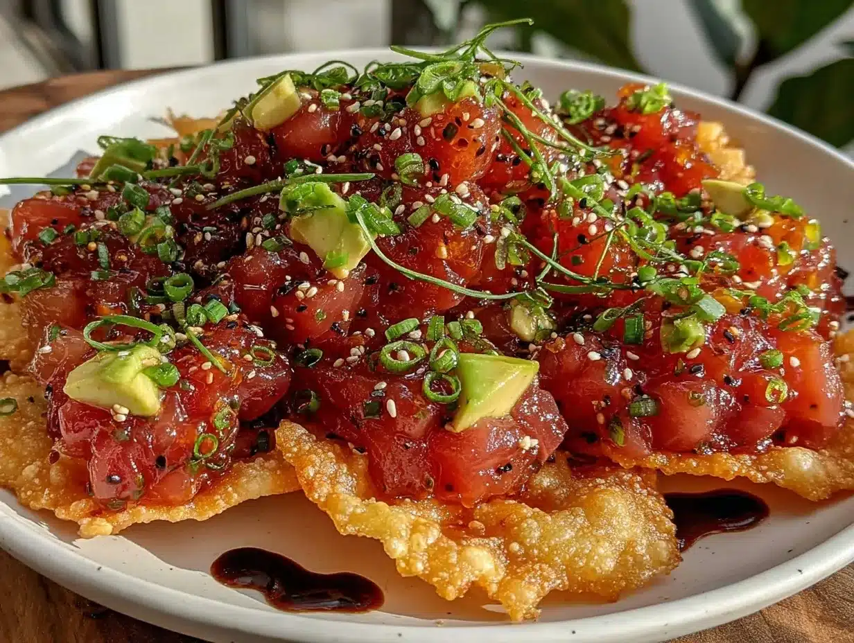 tuna tartare crispy wonton bites preparation steps