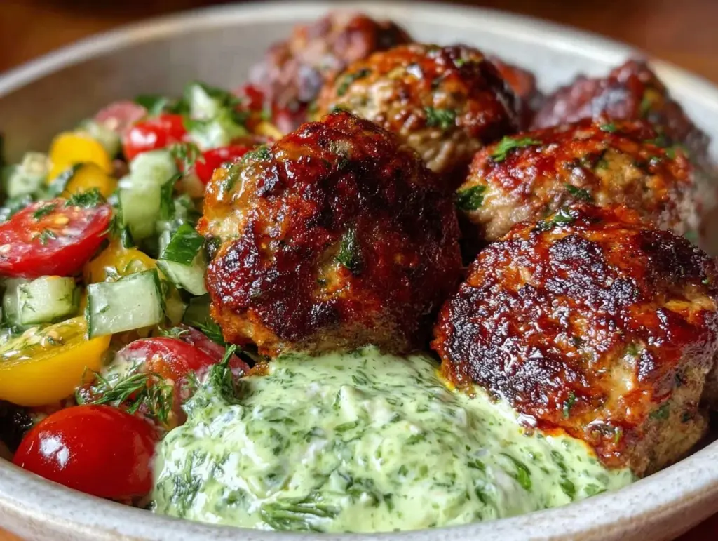 turkey meatball dinner bowl - featured image