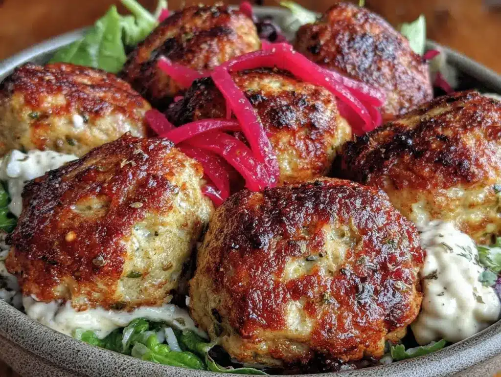 turkey meatballs dinner bowl - featured image