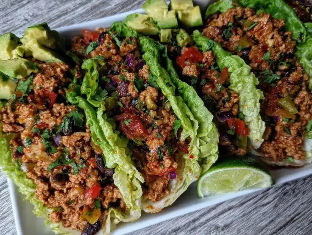turkey taco lettuce wraps - featured image
