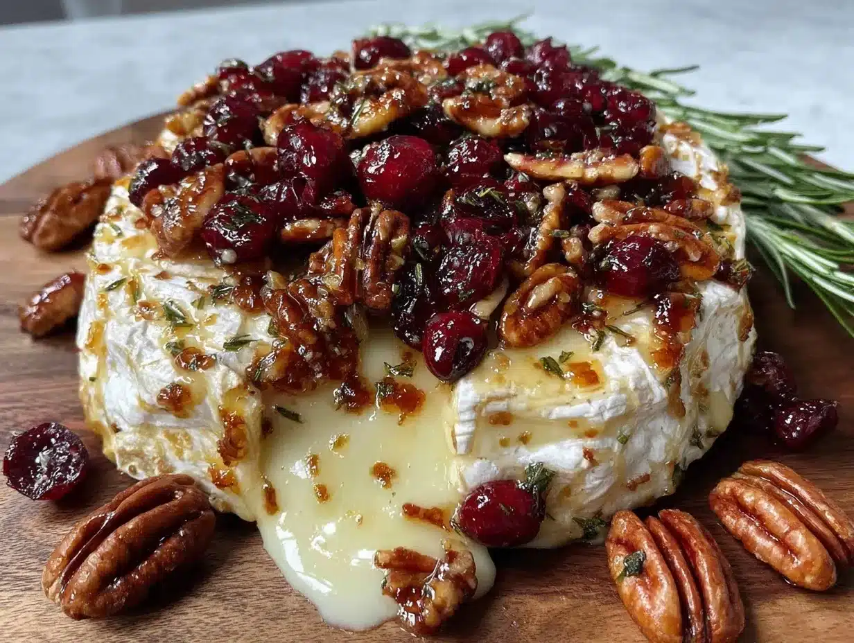 baked brie with cranberries and pecans preparation steps