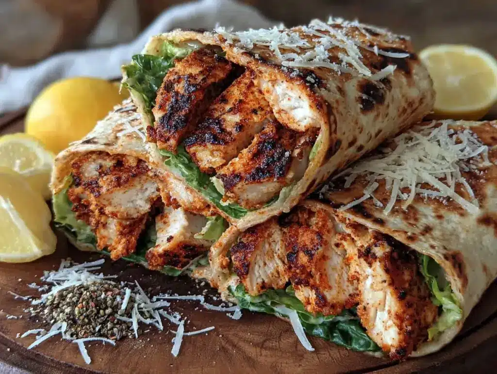 blackened chicken caesar wrap - featured image