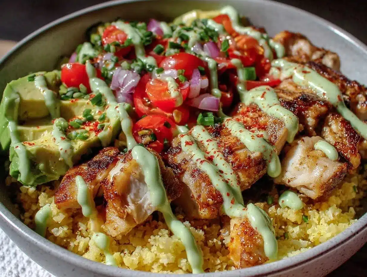 cauliflower rice chicken bowl preparation steps