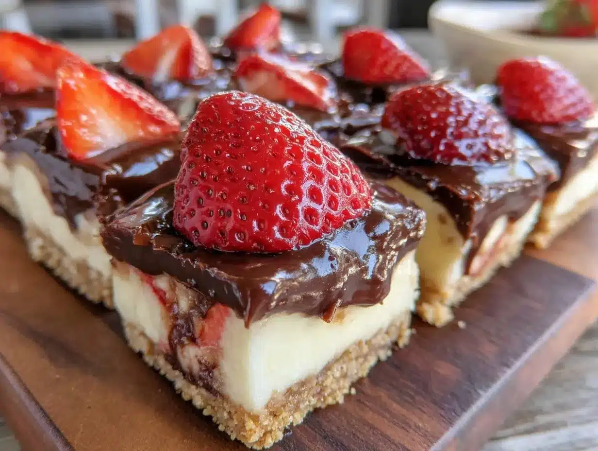 chocolate-covered strawberry cheesecake bars preparation steps
