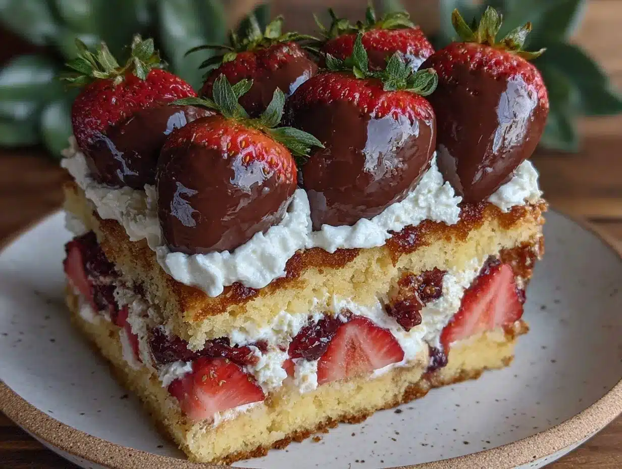 chocolate-covered strawberry shortcake preparation steps