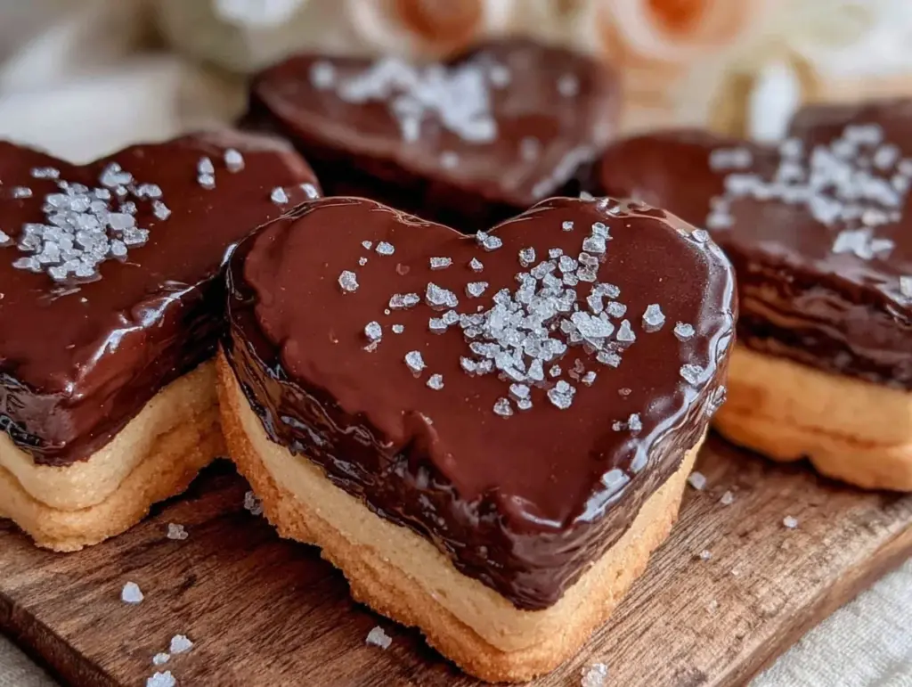 chocolate-dipped heart sugar cookies - featured image