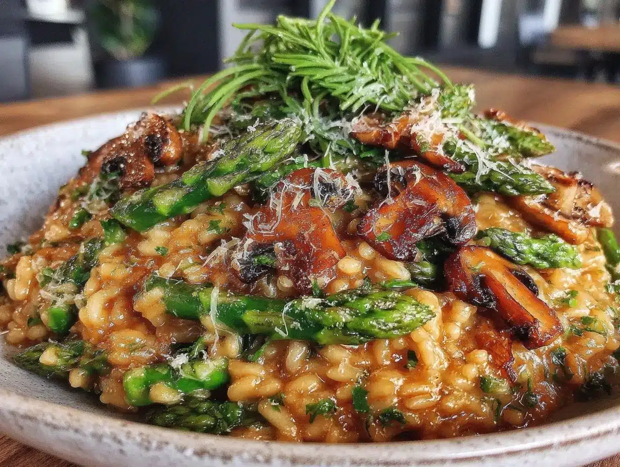 creamy asparagus and mushroom risotto preparation steps
