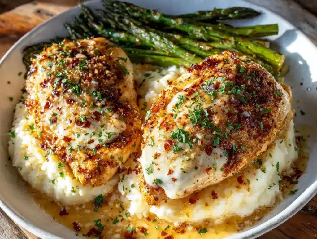 creamy garlic parmesan chicken for two - featured image