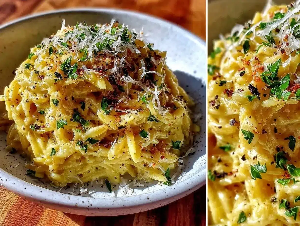 creamy garlic parmesan orzo preparation steps