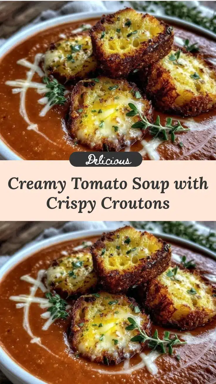 creamy tomato soup with grilled cheese croutons recipe