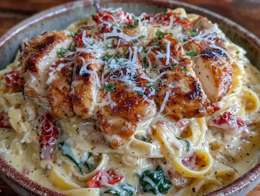 creamy tuscan chicken pasta - featured image