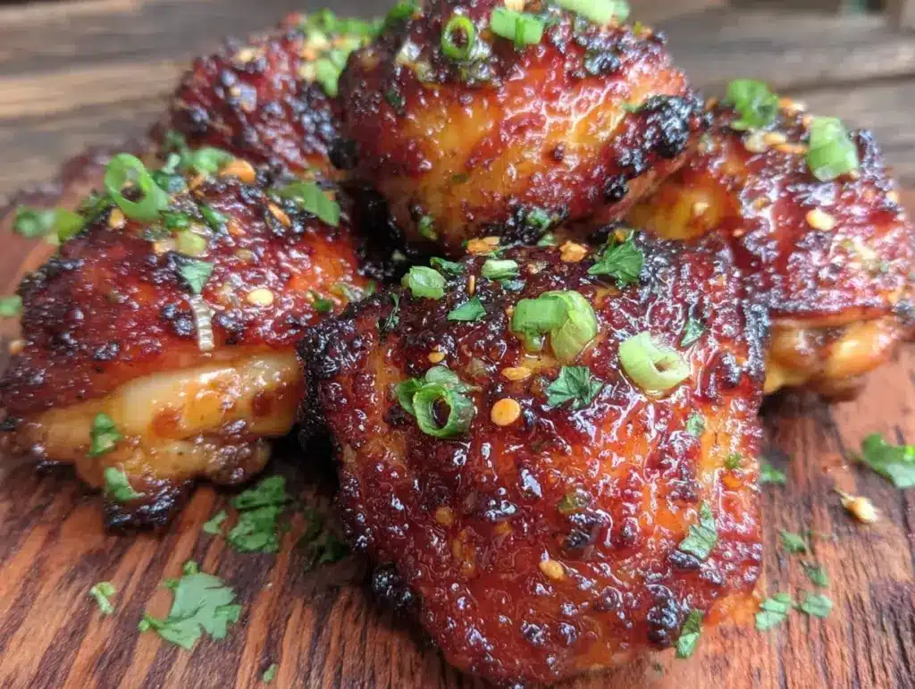 crispy honey sriracha chicken thighs - featured image