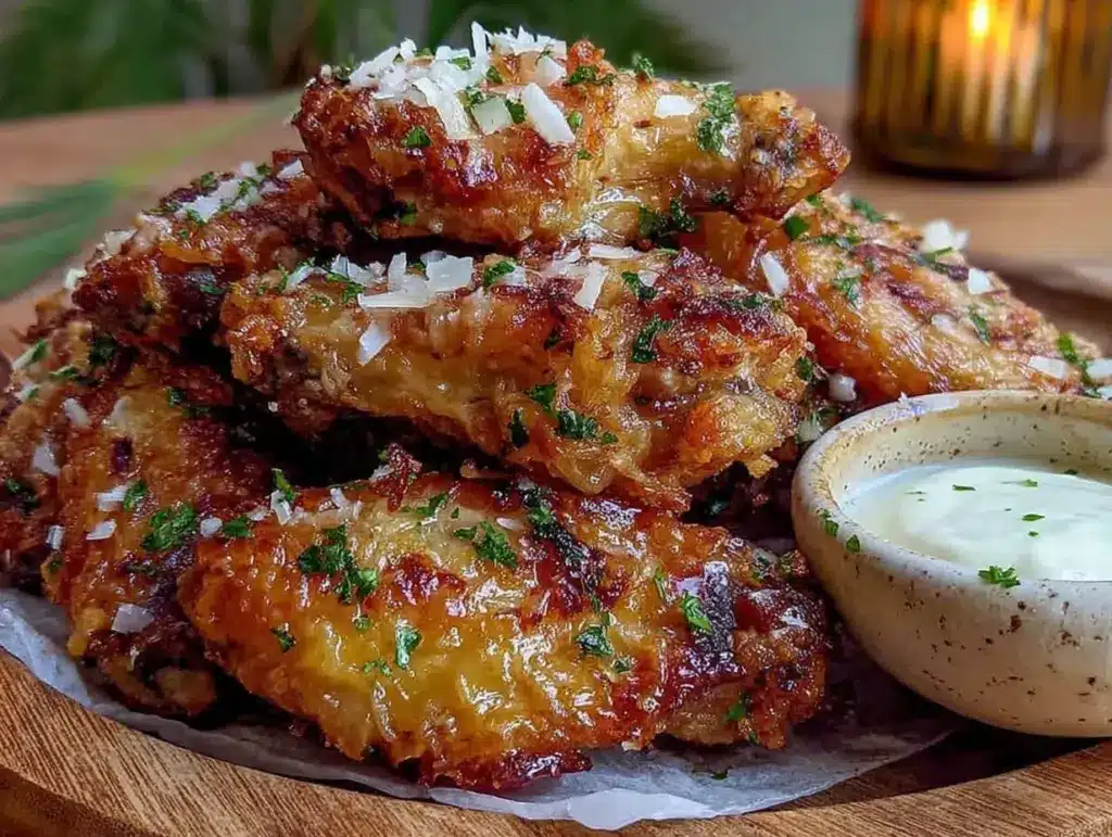 crispy parmesan garlic wings - featured image