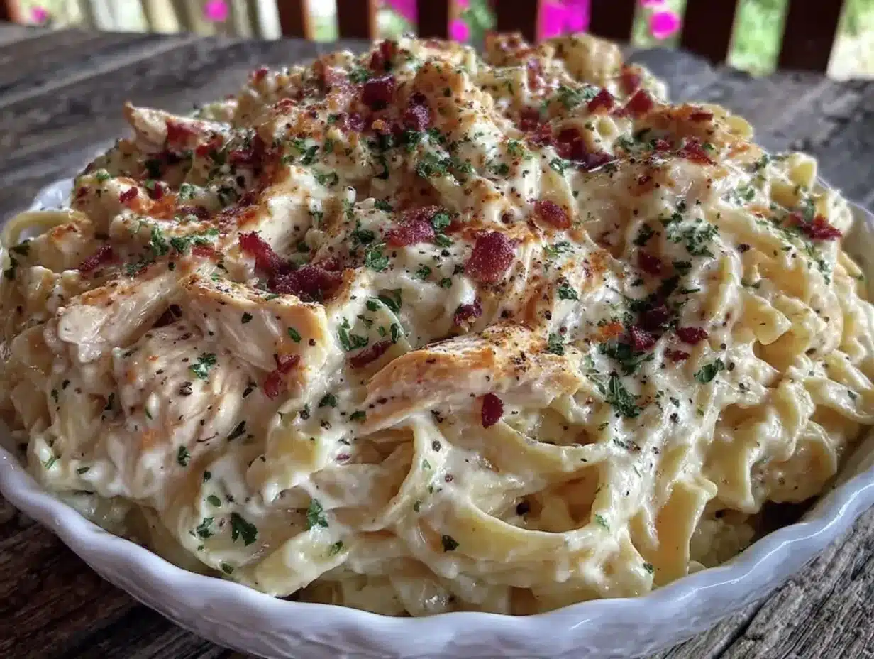 crockpot chicken Alfredo pasta preparation steps