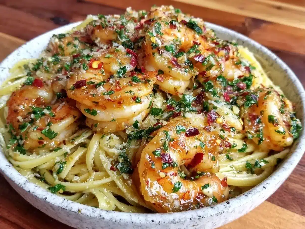 garlic butter shrimp scampi pasta preparation steps