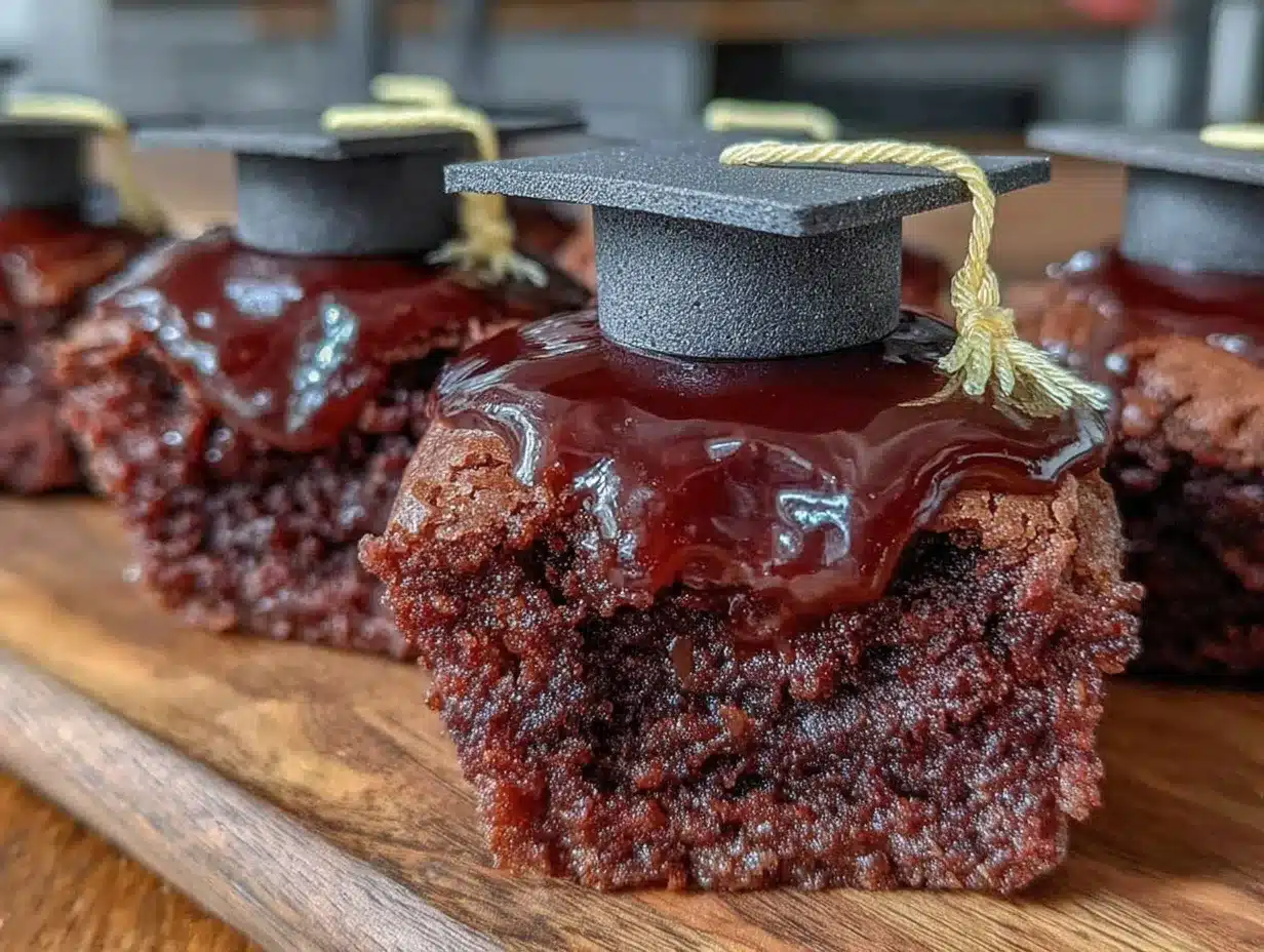 graduation cap brownie bites preparation steps