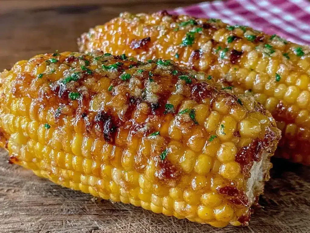 grilled corn on the cob with garlic butter - featured image