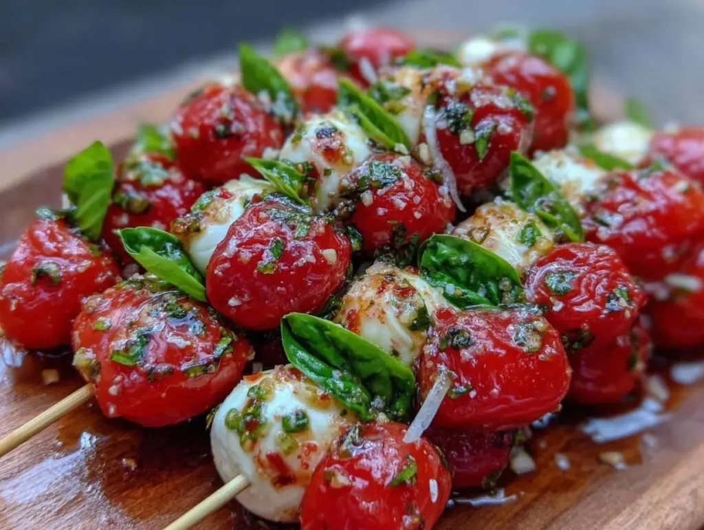 heart-shaped Caprese skewers - featured image
