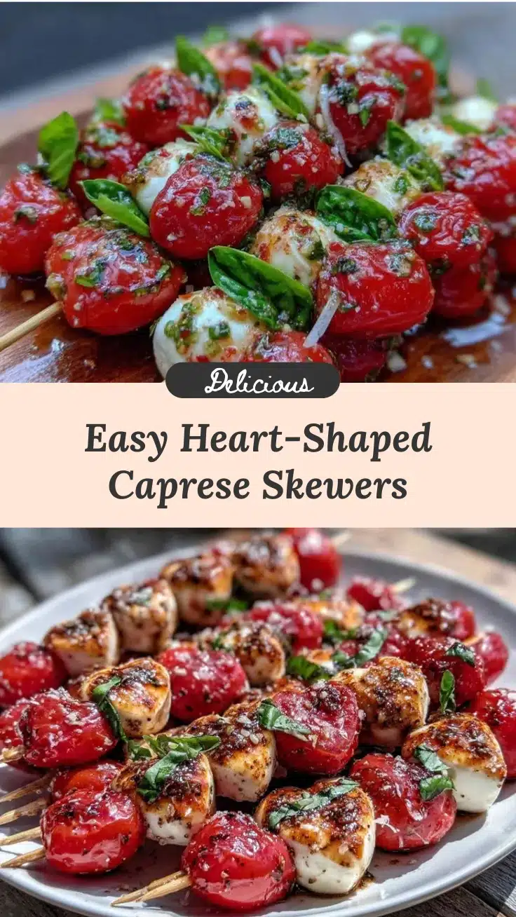 heart-shaped Caprese skewers recipe