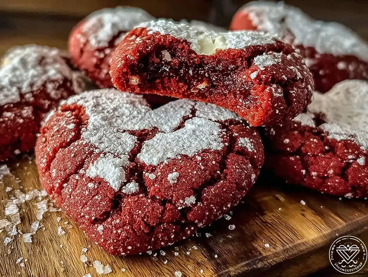 heart-shaped red velvet crinkle cookies preparation steps