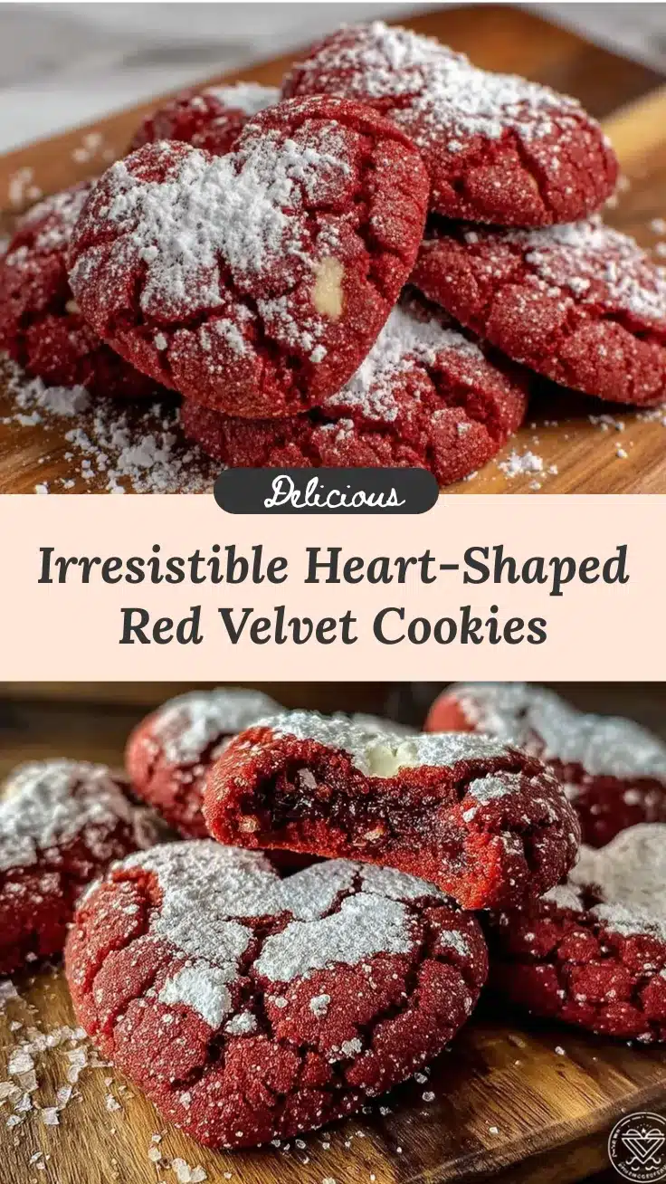 heart-shaped red velvet crinkle cookies recipe