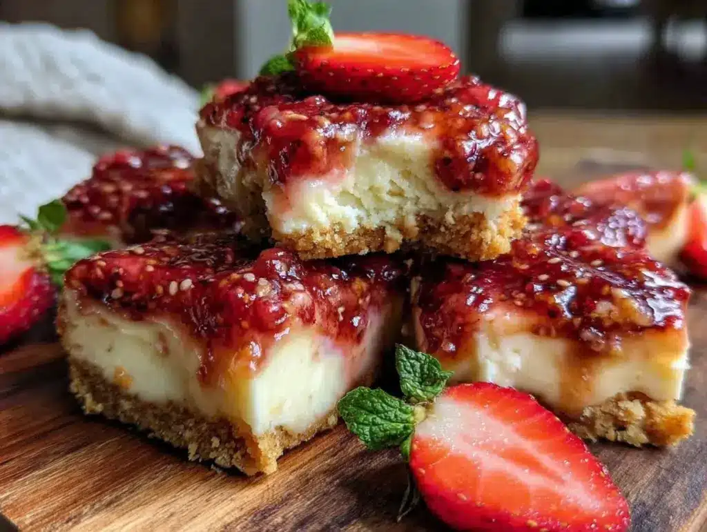 heart-shaped strawberry cheesecake bars - featured image