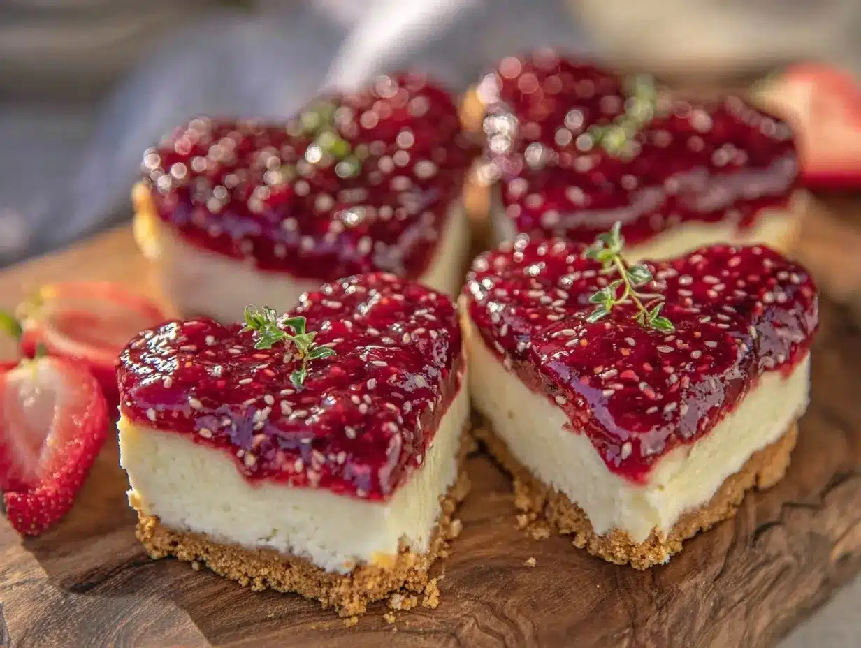 heart-shaped strawberry cheesecake bars preparation steps