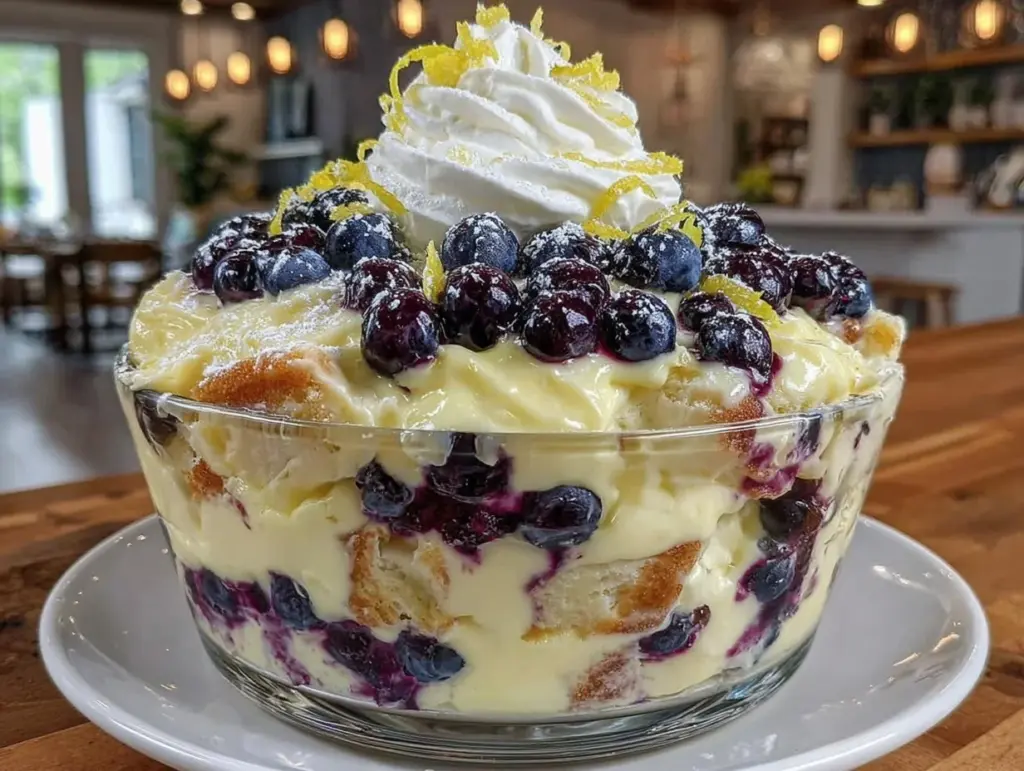 lemon blueberry trifle - featured image