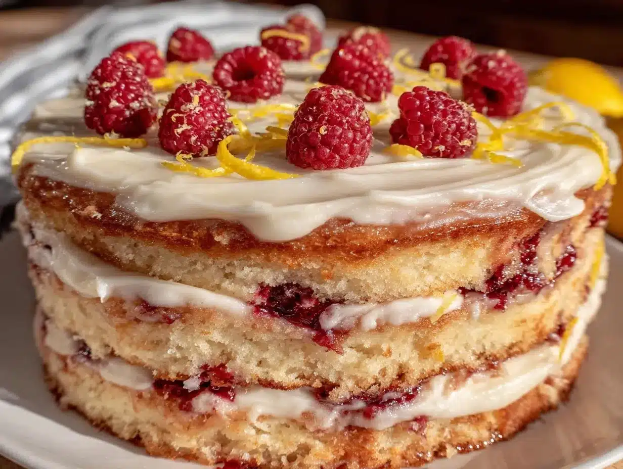lemon raspberry layer cake preparation steps