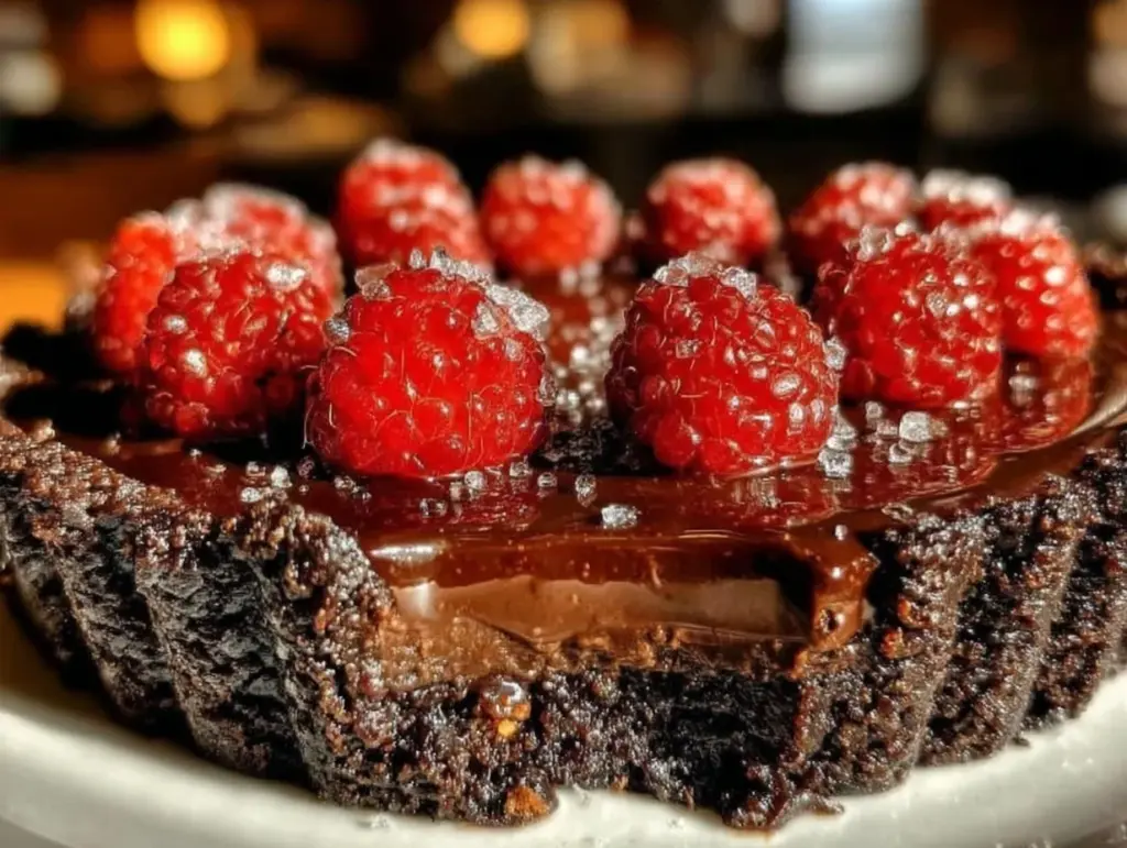 no-bake raspberry chocolate tart - featured image