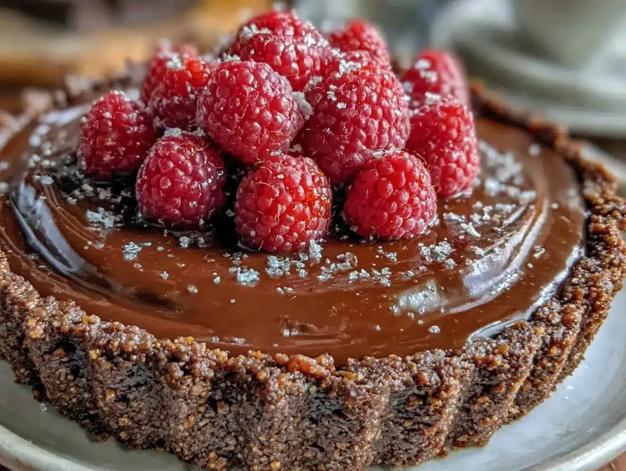 no-bake raspberry chocolate tart preparation steps