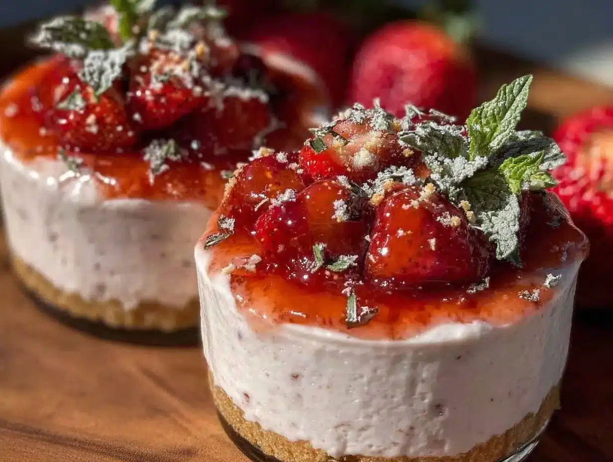 no-bake strawberry cheesecake cups preparation steps