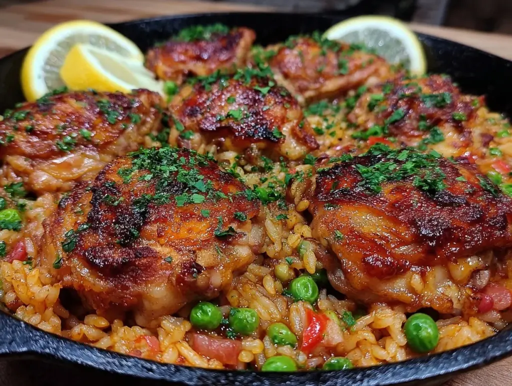 one-pan crispy chicken and rice recipe - featured image