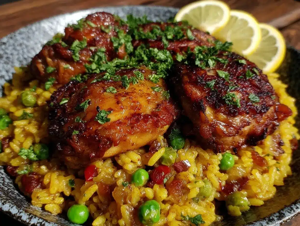 one-pan crispy chicken and rice recipe preparation steps