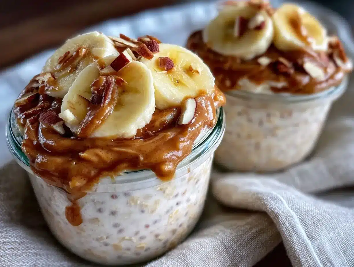 overnight oats with banana and almond butter preparation steps