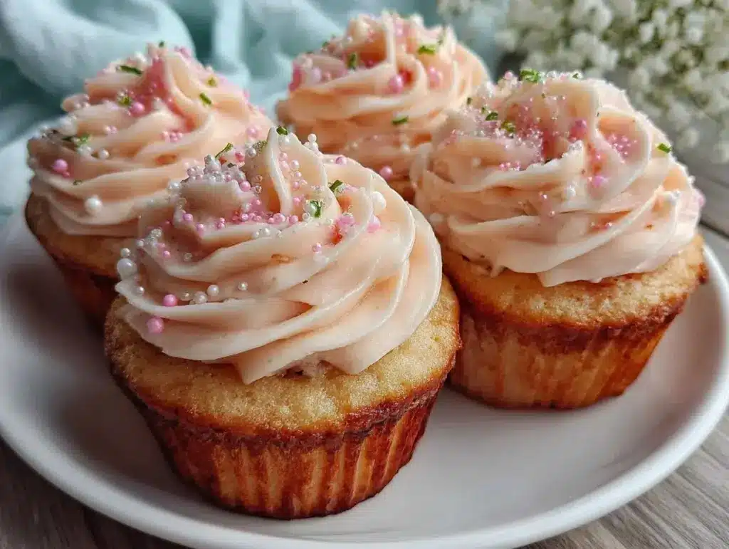 pink champagne cupcakes - featured image