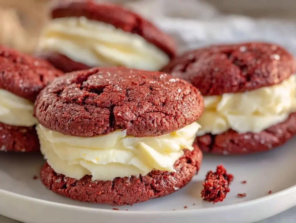 red velvet cookie sandwiches - featured image