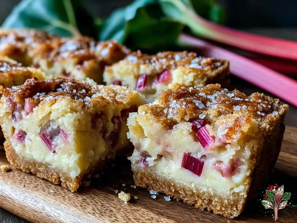 rhubarb custard bars - featured image