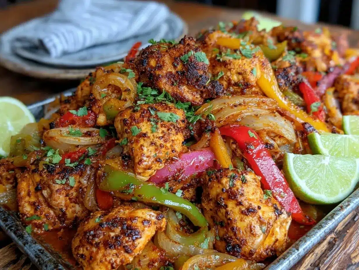 sheet pan chicken fajitas preparation steps