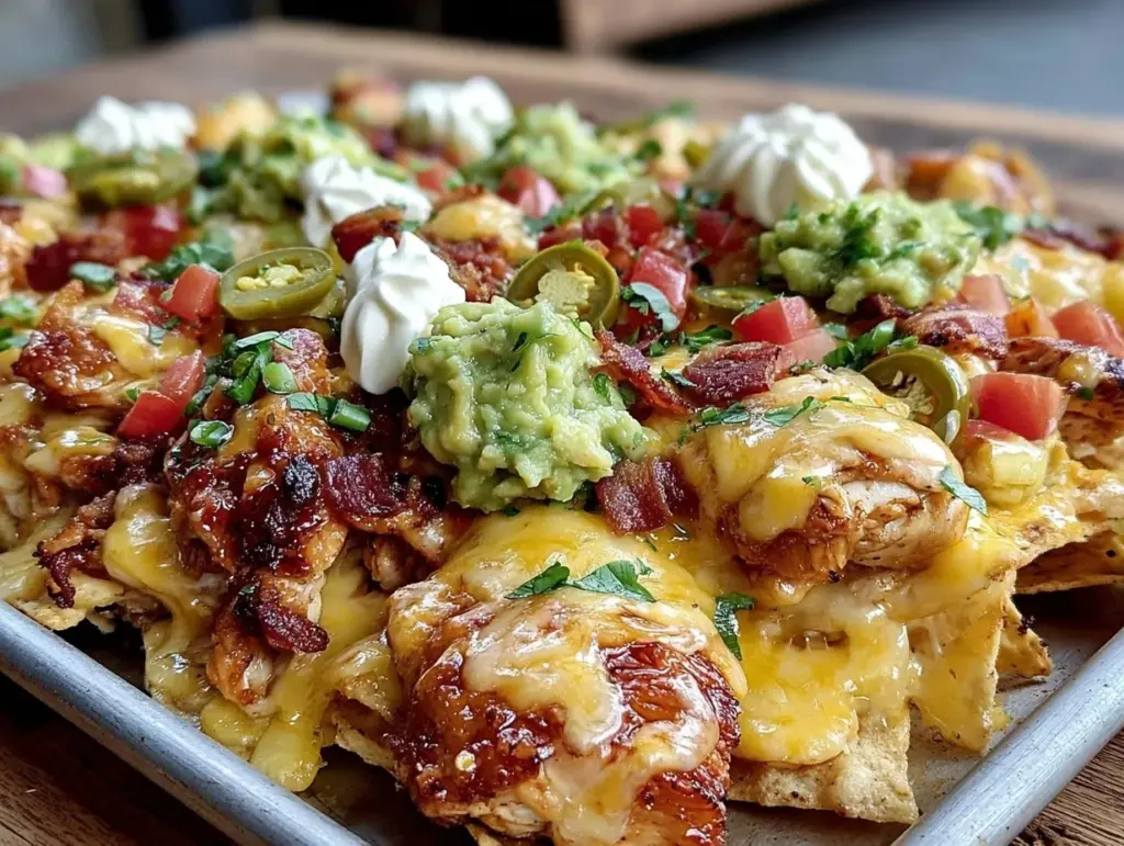 sheet pan chicken nachos - featured image